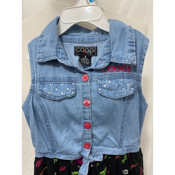 Coogi Girl's Jumper Blue and Black One-Piece Feathers Kids Size 5 - Picture 3 of 7